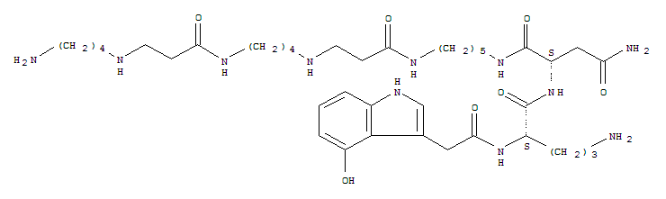 L-天冬氨酰胺,N2-[(4-羥基-1H-吲哚-3-基)乙酰基]-L-鳥氨?；?N1-(23-氨基-7,16-二羰基-6,10,15,19-四氮雜二十三碳-1-基)-(9CI)